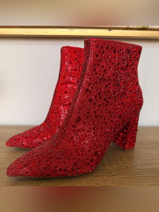 Betsey Johnson Shoes - Betsey Johnson Red SB Cady Rhinestone Ankle Boots ~ Size 7.5